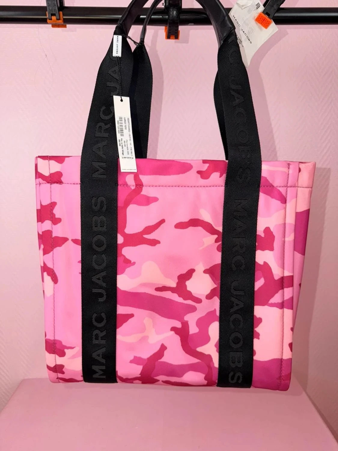 Grand sac the tote Marc Jacobs camo rose et noir